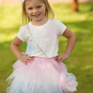 Daga Skirt Set with Pink/Blue/White Flowers