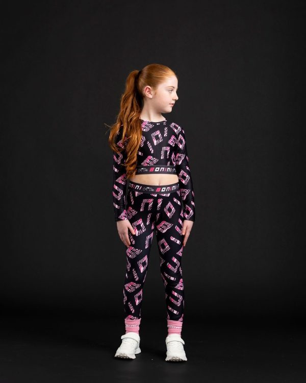 Bonini Inspire Tape Waistband Leggings and Power Long Sleeve Crop Top BNA308  BNA306