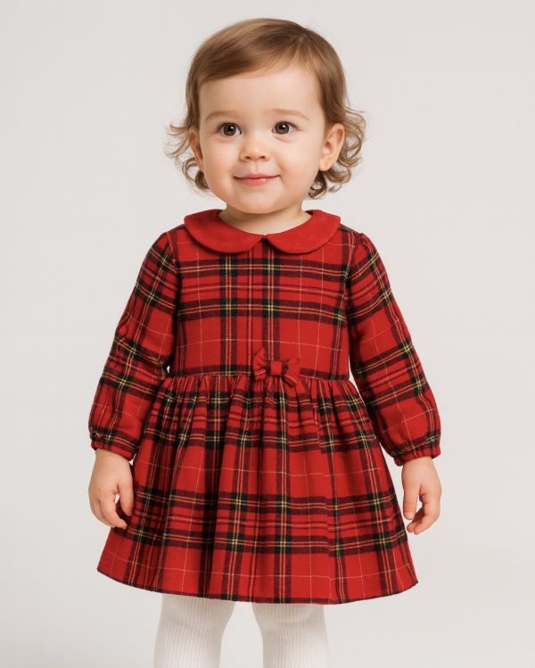 iDO Baby Tartan Dress With Bow 4F105