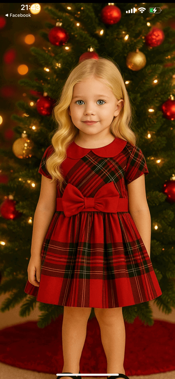 iDO Tartan Dress With Bow 4F377