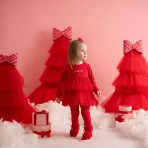 Little A Red Tulle Kayla Leggings Set