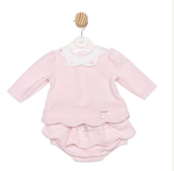 Mintini Velour Scallop edge Top with Cotton Jam Pants MB6690