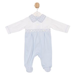 Mintini Boys White/Blue All-in-One with Checked detail MB6587