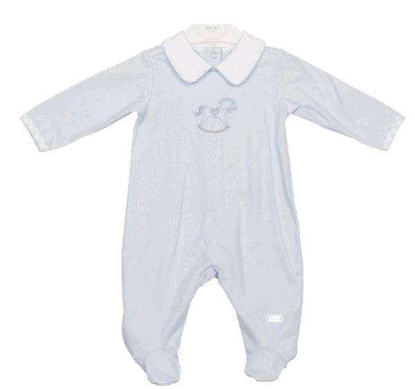 Mintini Boys Blue All-in-One with Rocking Horse design MB6556