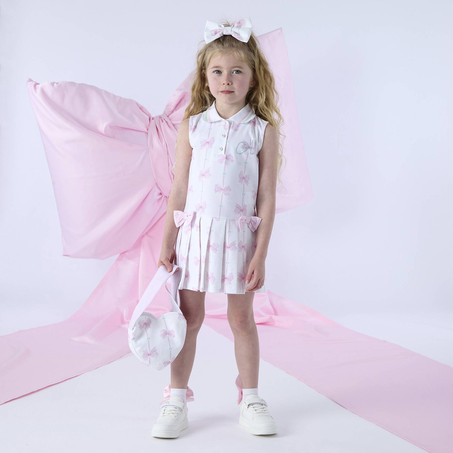 ADEE RAVEN Bow and Stripe Print Tennis Dress S261702