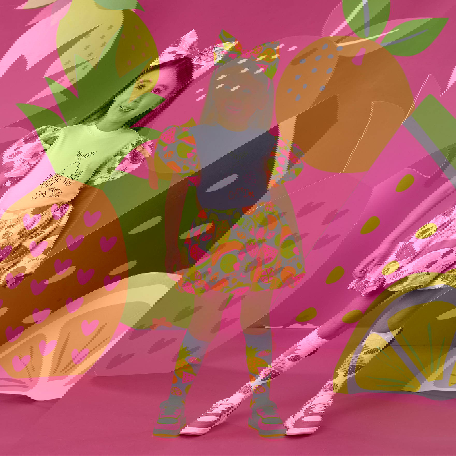 ADEE TIA Tutti Frutti Print Puff Skirt Set S263523