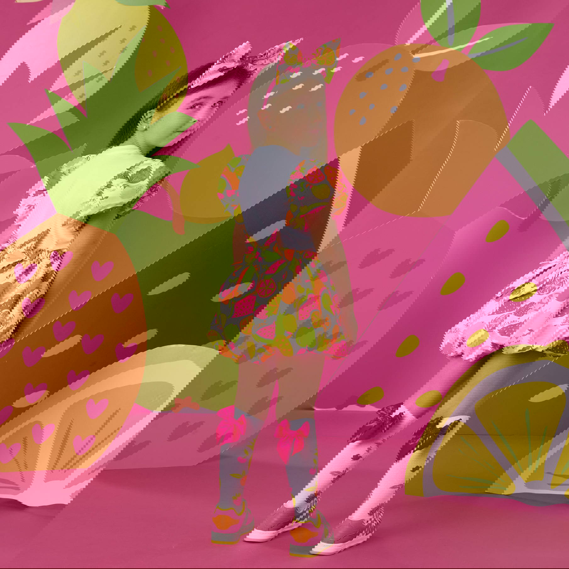 ADEE TIA Tutti Frutti Print Puff Skirt Set S263523 - Image 2